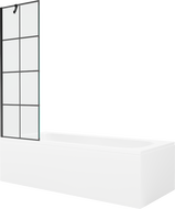 Mexen Vega wanna prostokątna 160 x 70 cm z obudową i parawanem 1-skrzydłowym 60 cm, czarny wzór - 550116070X9506007077