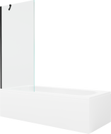 Mexen Vega wanna prostokątna 160 x 70 cm z obudową i parawanem 1-skrzydłowym 80 cm, transparent, czarny - 550116070X9508000070