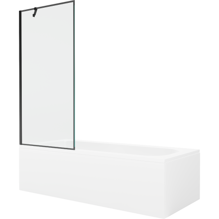 Mexen Vega wanna prostokątna 160 x 70 cm z obudową i parawanem 1-skrzydłowym 80 cm, czarny wzór - 550116070X9508007070