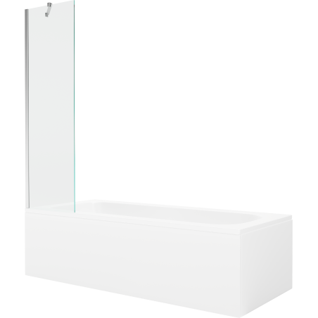 Mexen Vega wanna prostokątna 170 x 70 cm z obudową i parawanem 1-skrzydłowym 50 cm, transparent, chrom - 550117070X9505000001