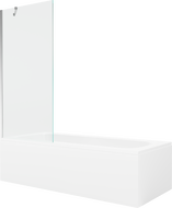 Mexen Vega wanna prostokątna 170 x 70 cm z obudową i parawanem 1-skrzydłowym 80 cm, transparent, chrom - 550117070X9508000001