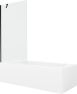 Mexen Vega wanna prostokątna 170 x 70 cm z obudową i parawanem 1-skrzydłowym 90 cm, transparent, czarny - 550117070X9509000070