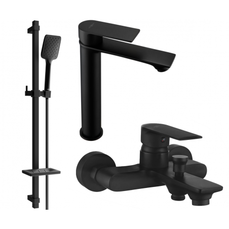 Mexen Royo DQ62 zestaw wannowy, czarny - 72213DQ62-70