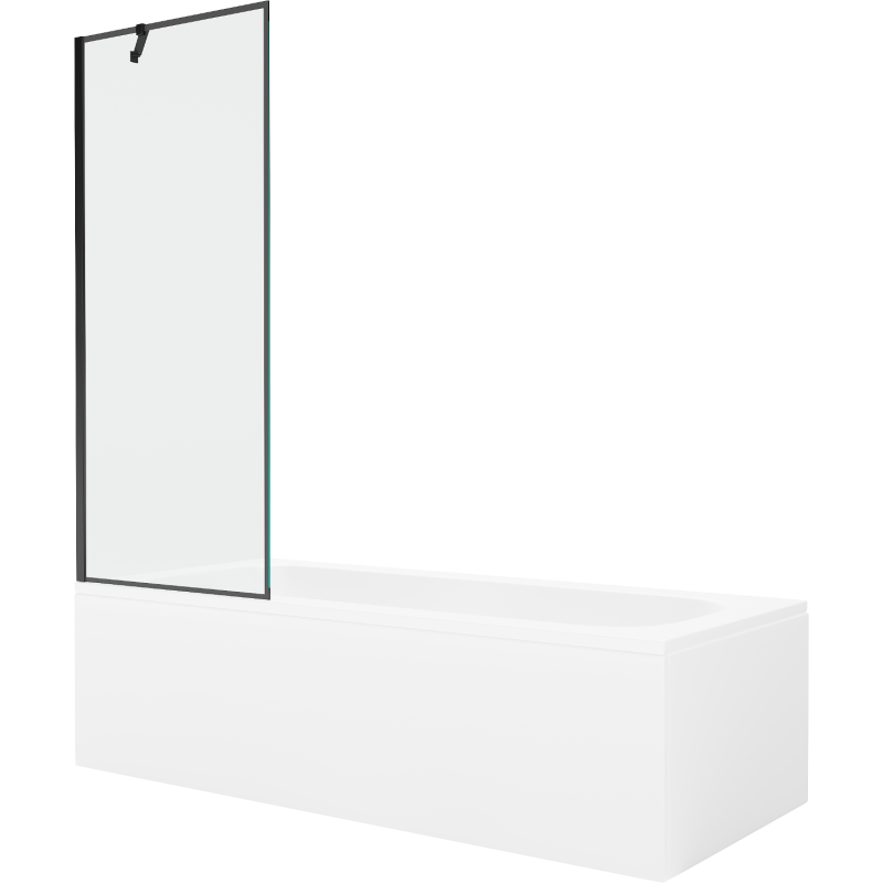 Mexen Vega wanna prostokątna 170 x 70 cm z obudową i parawanem 1-skrzydłowym 70 cm, czarny wzór - 550117070X9507007070