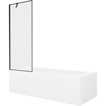 Mexen Vega wanna prostokątna 170 x 70 cm z obudową i parawanem 1-skrzydłowym 70 cm, czarny wzór - 550117070X9507007070