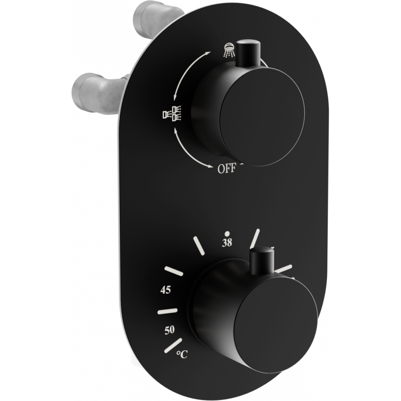 Mexen Kai termostatyczna bateria wannowo-prysznicowa 3-wyjściowa, czarna - 77602-70