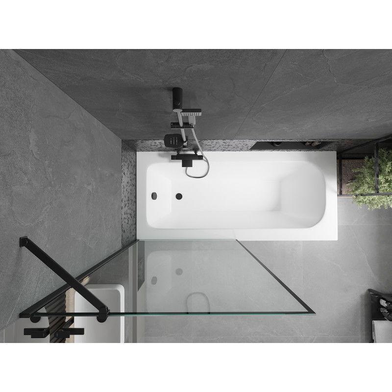 Mexen Vega wanna prostokątna 170 x 70 cm z obudową i parawanem 1-skrzydłowym 90 cm, czarny wzór - 550117070X9509007070