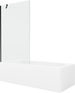 Mexen Vega wanna prostokątna 180 x 80 cm z obudową i parawanem 1-skrzydłowym 100 cm, transparent, czarny - 550118080X9510000070