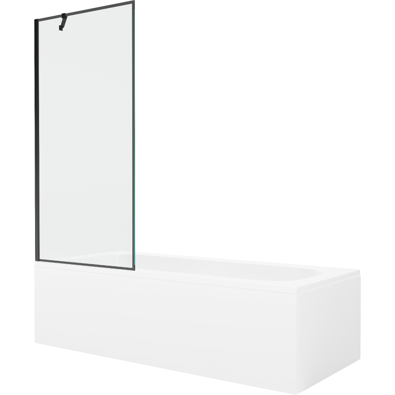 Mexen Vega wanna prostokątna 180 x 80 cm z obudową i parawanem 1-skrzydłowym 80 cm, czarny wzór - 550118080X9508007070