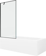 Mexen Vega wanna prostokątna 180 x 80 cm z obudową i parawanem 1-skrzydłowym 90 cm, czarny wzór - 550118080X9509007070