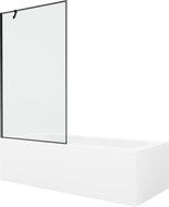 Mexen Vega wanna prostokątna 180 x 80 cm z obudową i parawanem 1-skrzydłowym 100 cm, czarny wzór - 550118080X9510007070