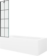 Mexen Vega wanna prostokątna 180 x 80 cm z obudową i parawanem 1-skrzydłowym 50 cm, czarny wzór - 550118080X9505007077