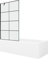 Mexen Vega wanna prostokątna 180 x 80 cm z obudową i parawanem 1-skrzydłowym 100 cm, czarny wzór - 550118080X9510007077