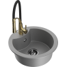 Mexen Diego zlewozmywak granitowy 1-komorowy z baterią kuchenną Aster, szary - 6512-71-73450-57-B