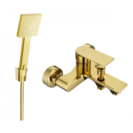 Mexen Royo R45 bateria wannowa z zestawem prysznicowym, złota - 7223R45-50