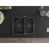 Mexen Carlos zlewozmywak granitowy 1,5-komorowy z baterią kuchenną Flora, czarny/złoty metalik - 6518-75-670401-70-B