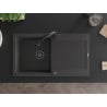 Mexen Leo zlewozmywak granitowy 1-komorowy z ociekaczem i baterią kuchenną Elia, czarny nakrapiany - 6501-76-670101-70-B