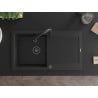 Mexen Leo zlewozmywak granitowy 1-komorowy z ociekaczem i baterią kuchenną Elia, czarny - 6501-77-670101-70-B