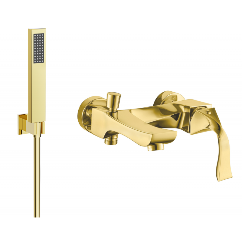 Mexen Estrella R02 bateria wannowa z zestawem prysznicowym, złota - 7233R02-50