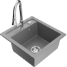 Mexen Vito zlewozmywak granitowy 1-komorowy z baterią kuchenną Elia, szary - 6503-71-670101-00
