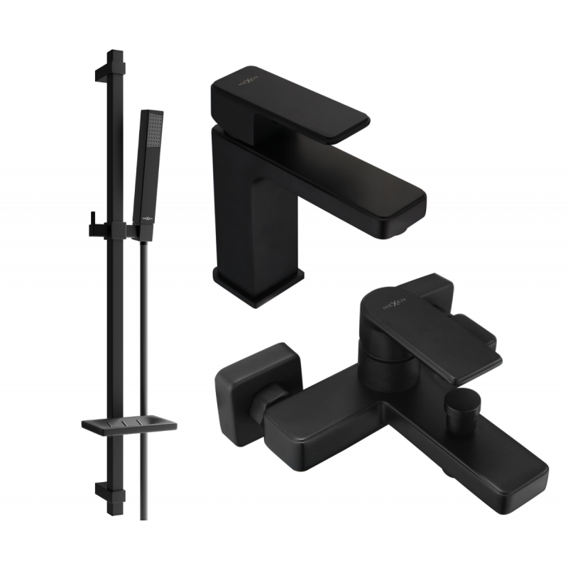 Mexen Mino DQ77 zestaw wannowy, czarny - 72403DQ77-70