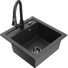 Mexen Vito zlewozmywak granitowy 1-komorowy z baterią kuchenną Elia, czarny nakrapiany - 6503-76-670101-70-B