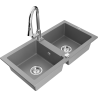 Mexen Mario zlewozmywak granitowy 2-komorowy z baterią kuchenną Elia, szary - 6504-71-670101-00