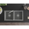 Mexen Mario zlewozmywak granitowy 2-komorowy z baterią kuchenną Elia, szary - 6504-71-670101-00