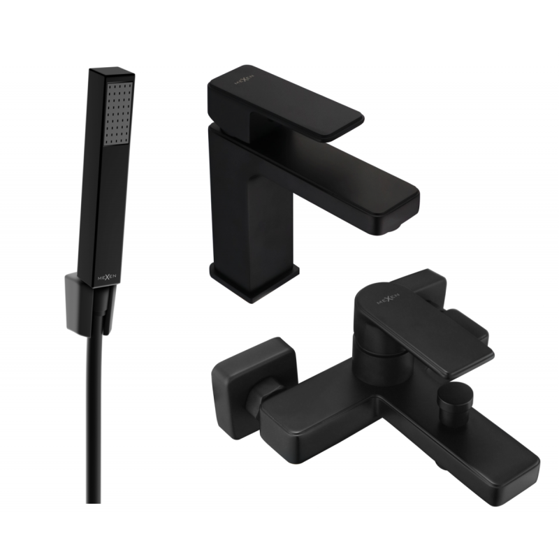 Mexen Mino R77 zestaw wannowy, czarny - 72403R77-70