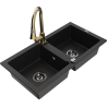 Mexen Mario zlewozmywak granitowy 2-komorowy z baterią kuchenną Elia, czarny - 6504-77-670101-50-B