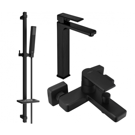 Mexen Mino DQ77 zestaw wannowy, czarny - 72413DQ77-70