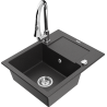 Mexen Enzo zlewozmywak granitowy 1-komorowy z ociekaczem i baterią kuchenną Elia, czarny nakrapiany - 6506-76-670101-00