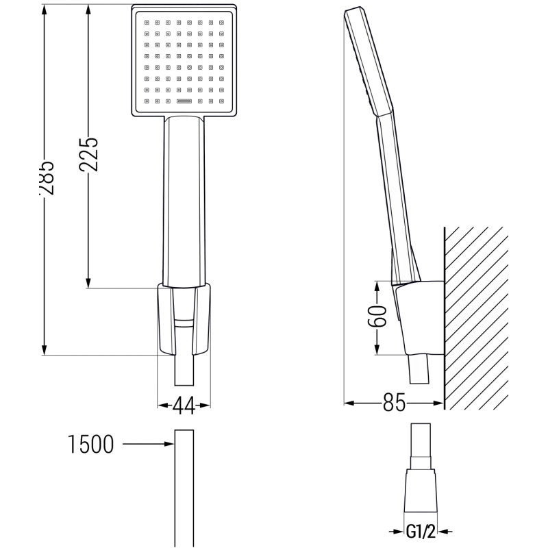 Mexen Mino R45 bateria wannowa z zestawem prysznicowym, czarna - 7243R45-70