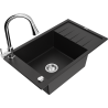 Mexen Elias zlewozmywak granitowy 1-komorowy z ociekaczem i baterią kuchenną Elia, czarny - 6511-77-670101-00