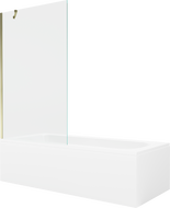 Mexen Vega wanna prostokątna 160 x 70 cm z obudową i parawanem 1-skrzydłowym 100 cm, transparent, złoty - 550116070X9510000050
