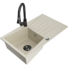 Mexen Cesar zlewozmywak granitowy 1-komorowy z ociekaczem i baterią kuchenną Elia, beżowy - 6514-69-670101-70