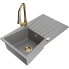 Mexen Cesar zlewozmywak granitowy 1-komorowy z ociekaczem i baterią kuchenną Elia, szary - 6514-71-670101-50