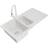 Mexen Andres zlewozmywak granitowy 1,5-komorowy z ociekaczem i baterią kuchenną Elia, biały - 6515-20-670101-20