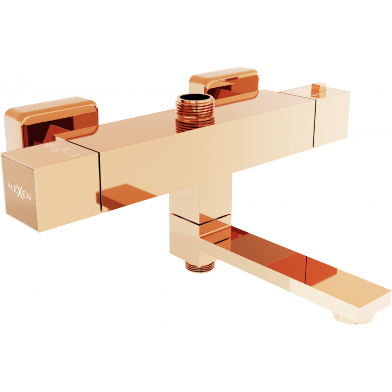 Mexen Cube termostatyczna bateria wannowo-prysznicowa, różowe złoto - 77910-60