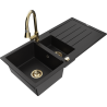 Mexen Andres zlewozmywak granitowy 1,5-komorowy z ociekaczem i baterią kuchenną Elia, czarny - 6515-77-670101-50