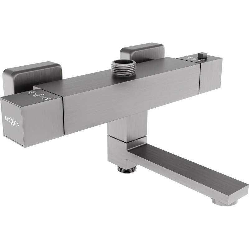 Mexen Cube termostatyczna bateria wannowo-prysznicowa,  gun gray szczotkowany - 77910-66