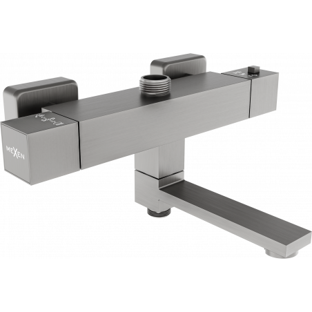 Mexen Cube termostatyczna bateria wannowo-prysznicowa,  gun gray szczotkowany - 77910-66