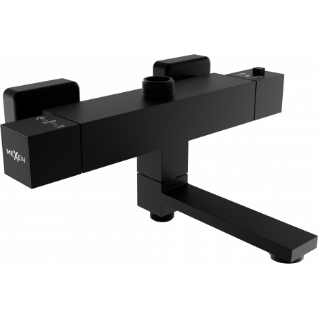 Mexen Cube termostatyczna bateria wannowo-prysznicowa, czarna - 77910-70