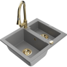 Mexen Carlos zlewozmywak granitowy 1,5-komorowy z baterią kuchenną Elia, szary - 6518-71-670101-50