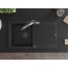 Mexen Leo zlewozmywak granitowy 1-komorowy z ociekaczem i baterią kuchenną Duo, czarny - 6501-77-671701-07-B