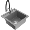 Mexen Vito zlewozmywak granitowy 1-komorowy z baterią kuchenną Duo, szary - 6503-71-671701-07