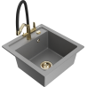 Mexen Vito zlewozmywak granitowy 1-komorowy z baterią kuchenną Duo, szary - 6503-71-671701-57-G