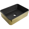 Mexen Catia umywalka nablatowa 48 x 37 cm, czarna mat/złota wzór łuski - 21314878