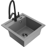Mexen Vito zlewozmywak granitowy 1-komorowy z baterią kuchenną Duo, szary - 6503-71-671701-70-B