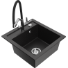 Mexen Vito zlewozmywak granitowy 1-komorowy z baterią kuchenną Duo, czarny/srebrny metalik - 6503-73-671701-07